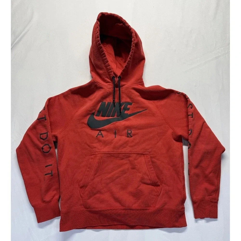 Nike Air Just Do It Fleece Hoodie Youth Medium‎ Red Raglan Sleeve Running